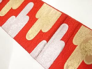 アンティーク　ヱ霞に草花模様織出し袋帯（材料）